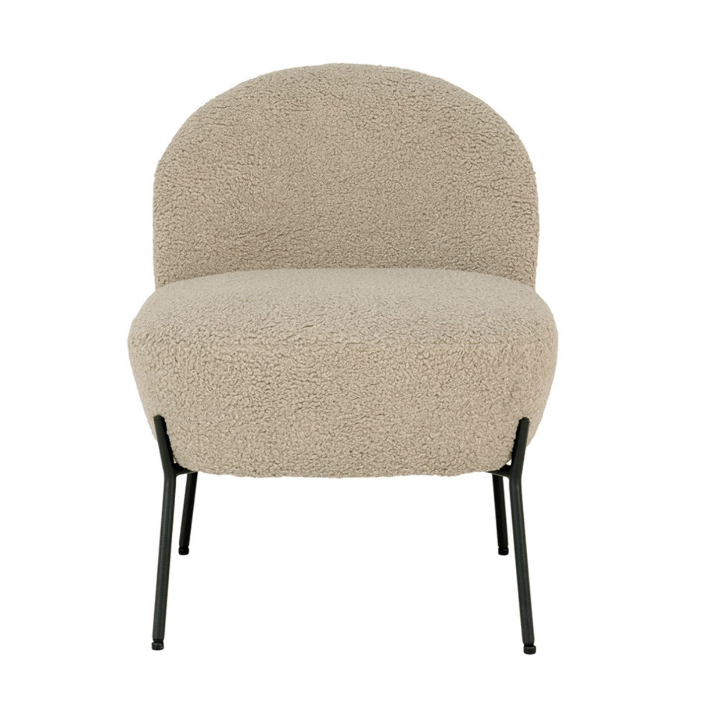 Renato - fauteuil avec pieds en acier - en tissu bouclette - Beige