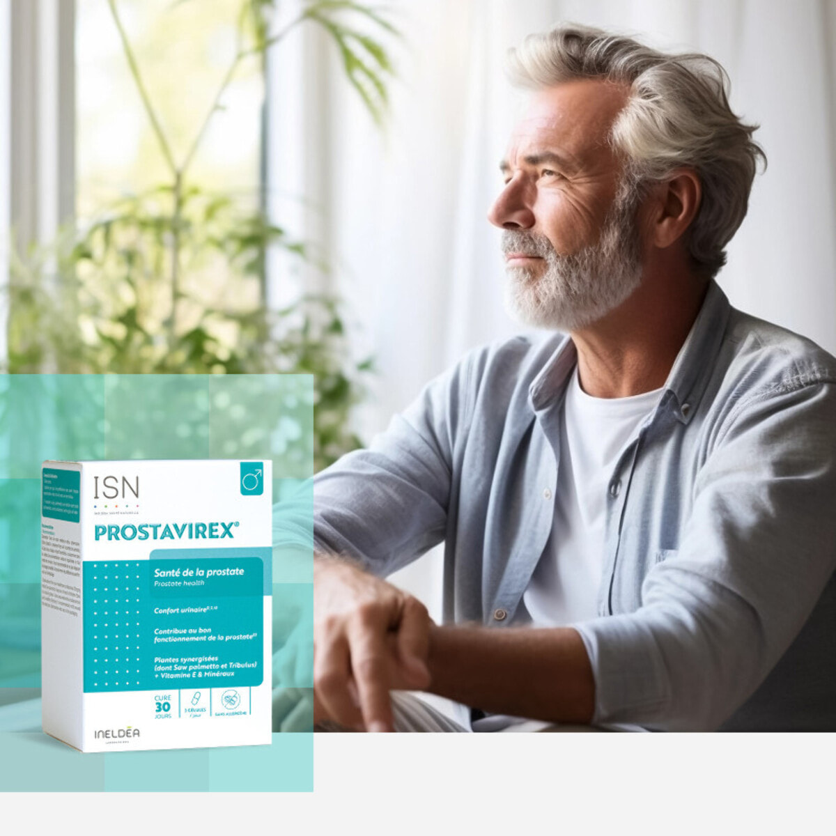 ISN - Prostavirex - Complément alimentaire à base de Plantes, Vitamines & Minéraux - Préserve la Santé de la Prostate - Contribue au Confort Urinaire & Réduction des Troubles Sexuels - Cure 30 jours