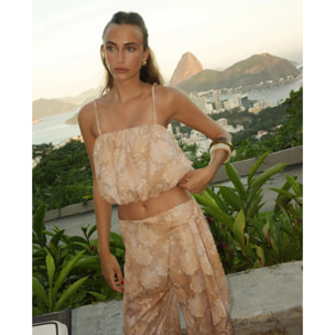 Pantalón de mujer abullonado con estampado floral
