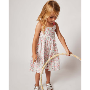 VESTIDO MIDI DE TIRANTES FLOR ROSA