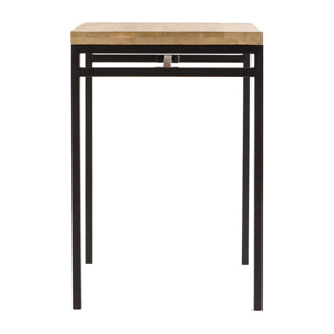 Table haute carrée en manguier massif et métal noir L70 cm YPSTER