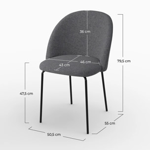 Lot de 2 chaises en tissu chiné gris foncé - Karl