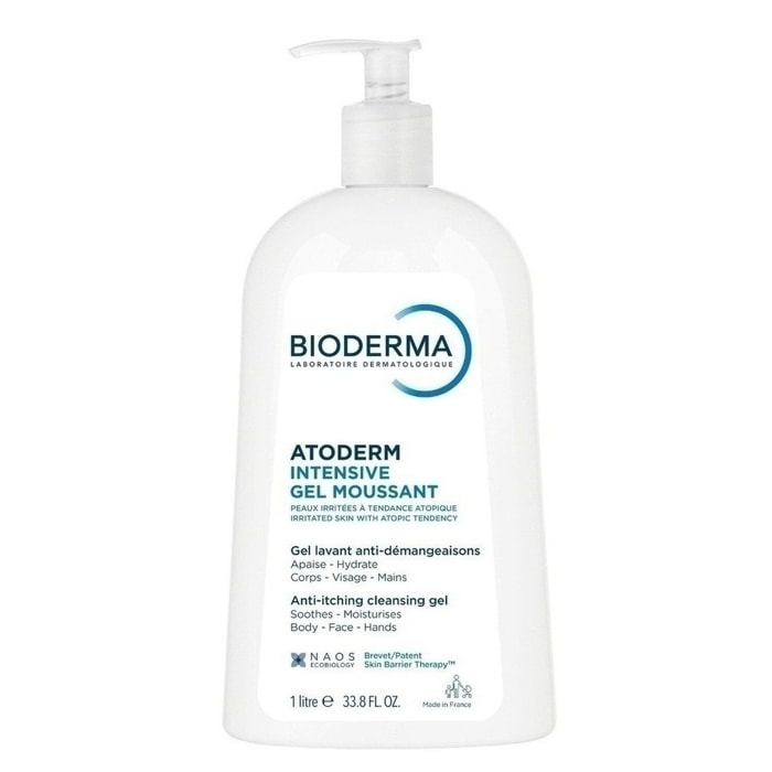 Atoderm Intensif Gel Moussant - Ultra-Apaisant Peaux Sensibles Très Sèches Irritées à Atopiques 500 ml