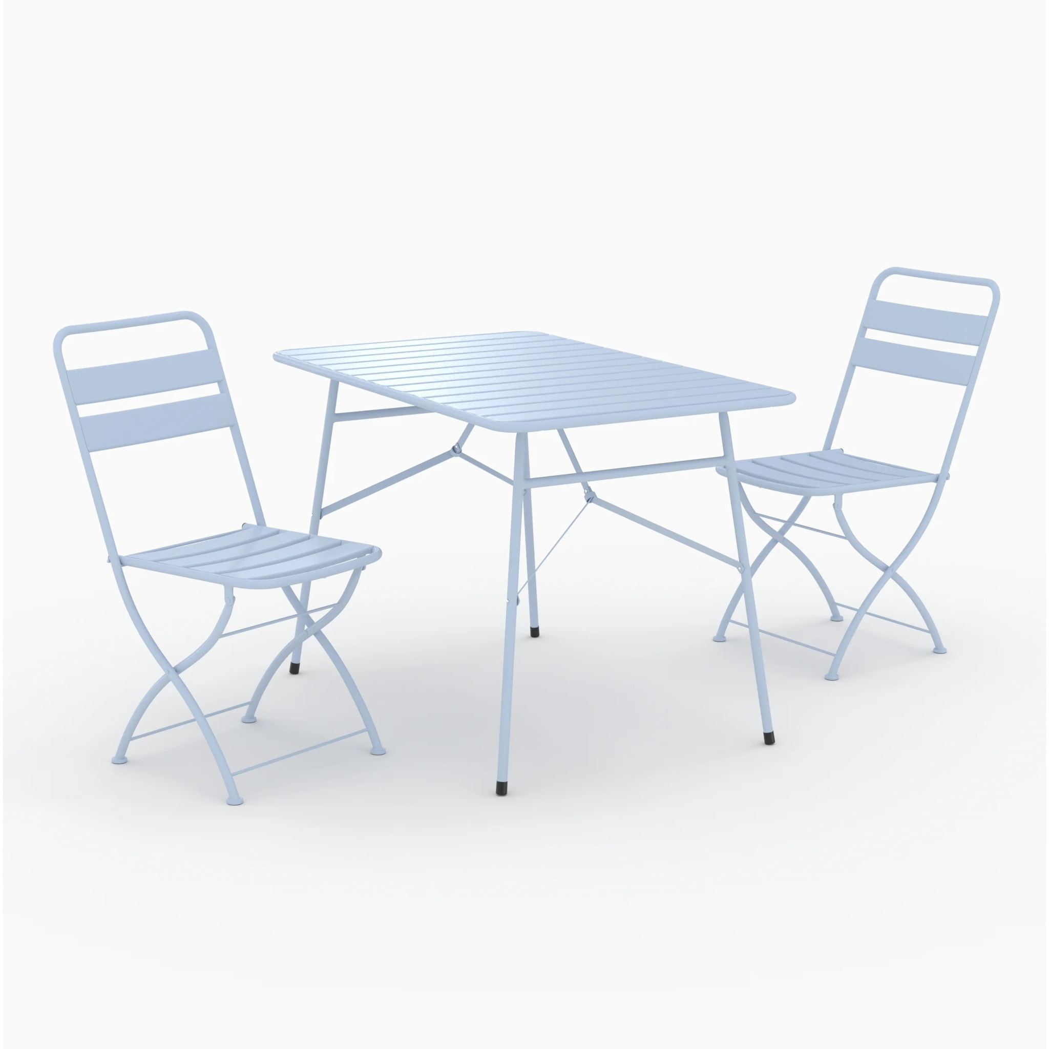 Table et chaises de jardin pliantes 4 personnes en métal bleu - Yumi