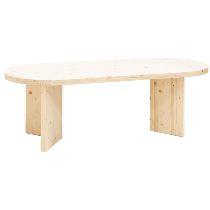 Mesa de centro de madera maciza en tono natural de 120cm Alto: 40 Largo: 120 Ancho: 55