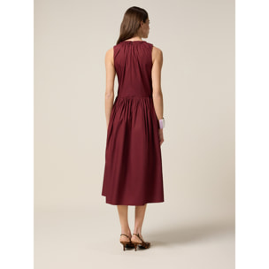 Oltre - Vestito flare midi in popeline - Bordeaux