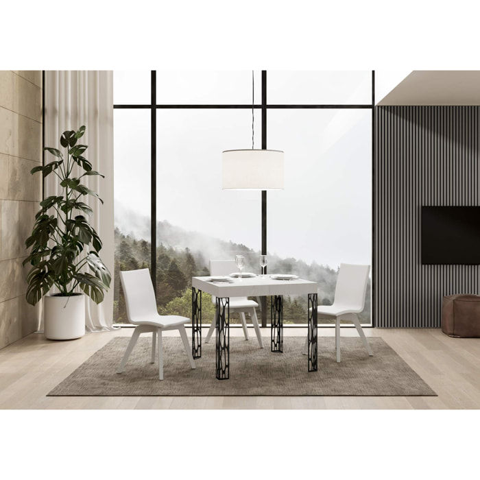 Mesa extensible 90x90/246 cm Ghibli Fresno Blanco estructura Antracita