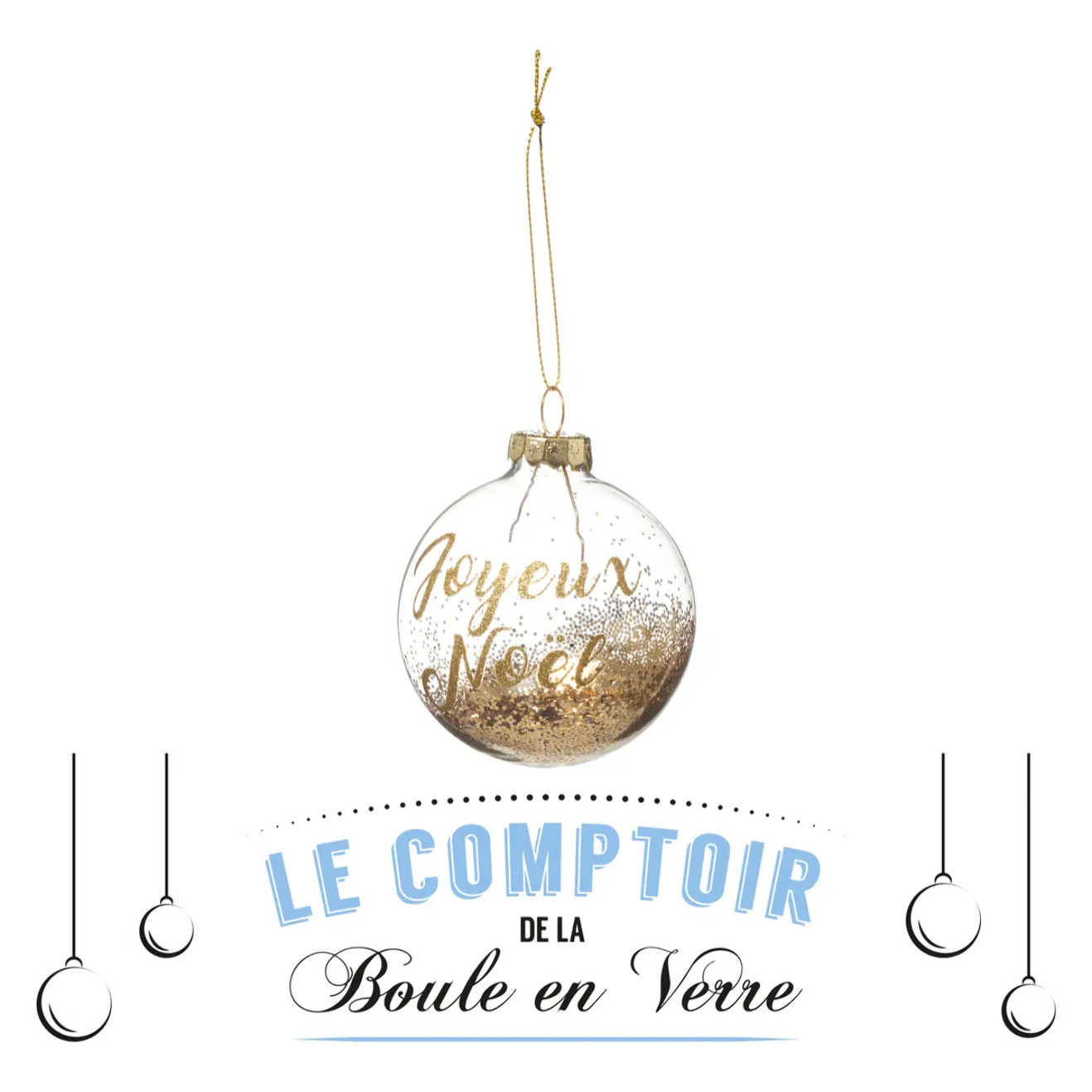 Boule de Noël Verre 70 mm Jaune Doré