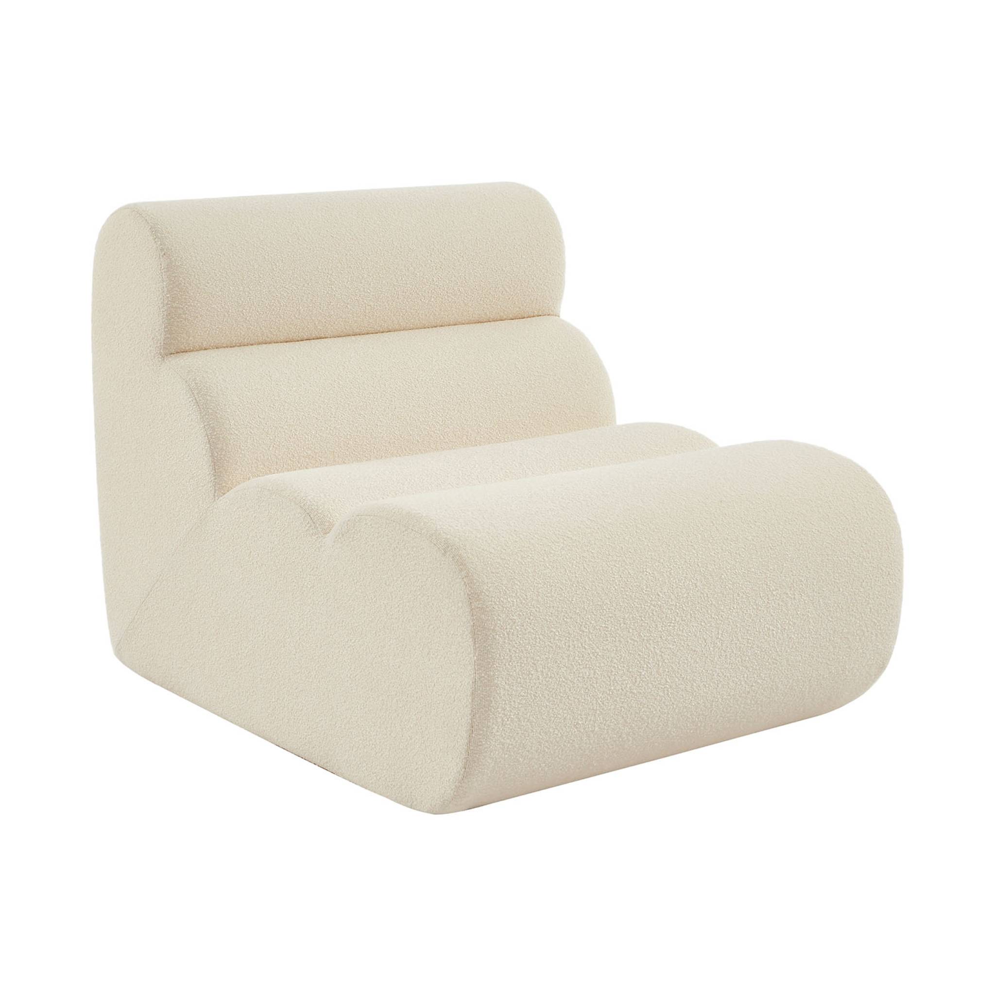 Lot de 3 chauffeuses bouclette texturée blanc 1 place - L 81 x P 99 x H 81cm - Nova