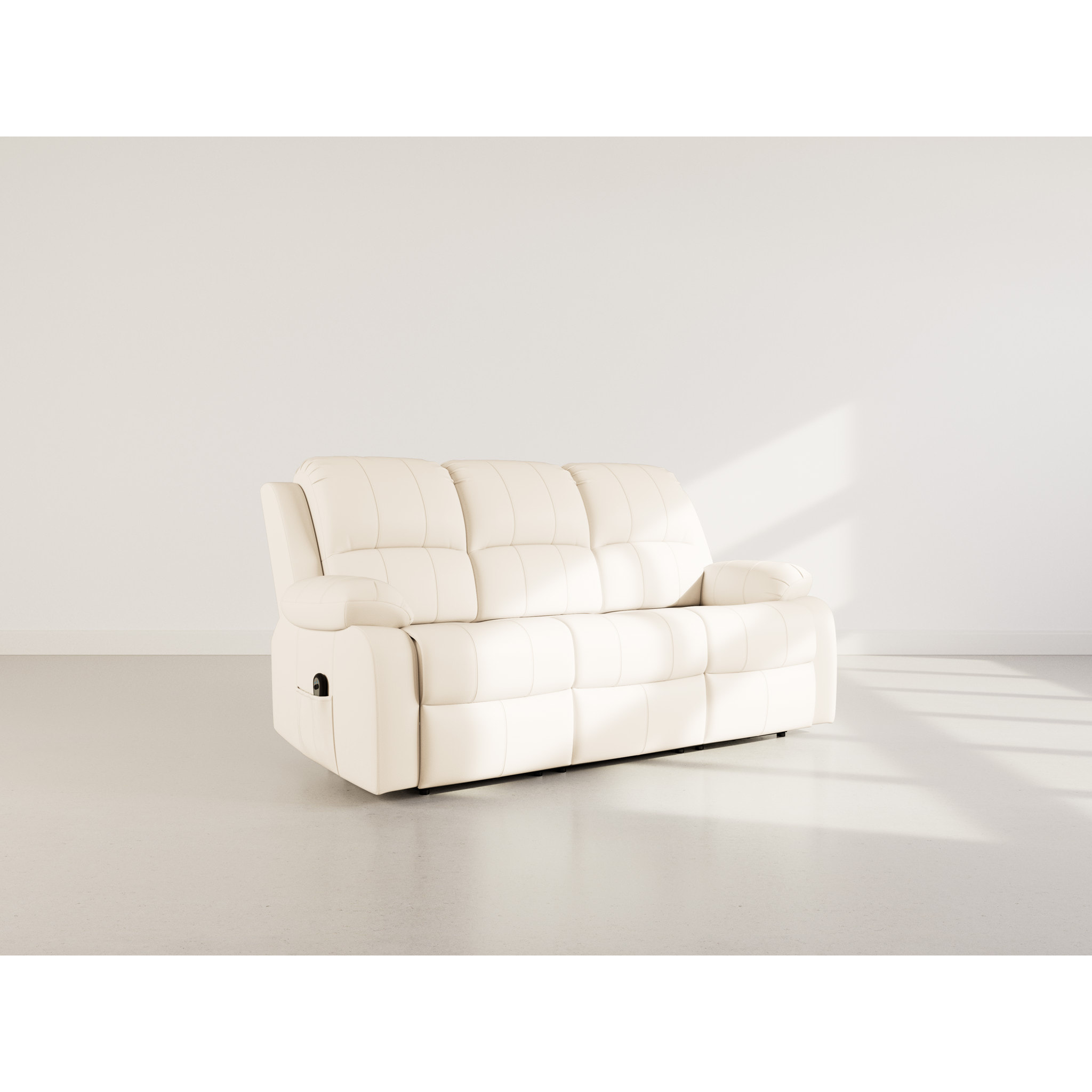 Armand - Canapé 3 places relax électrique en simili - Beige