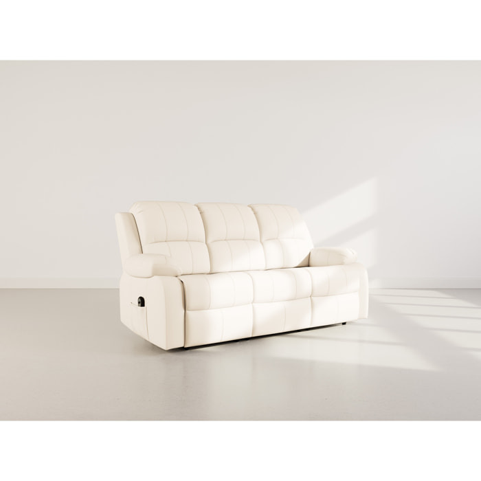 Armand - Canapé 3 places relax électrique en simili - Beige