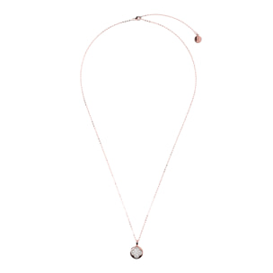 Collana Catena a Cubetti e Pendente Tondo con Quadrifoglio Pavé in Cubic Zirconia