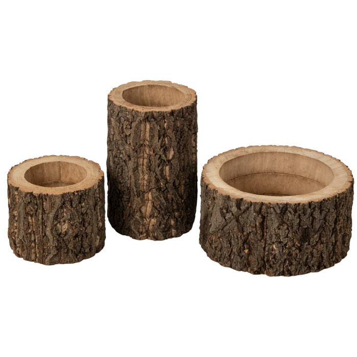 J-Line Cachepot Tronc D’Arbre - bois de paulownia - naturel - large