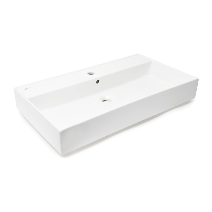 Lavabo à poser et à suspendre 80,5x46,5 cm blanc 1 trou pour robinet SAT Infinitio (SATINF8046)