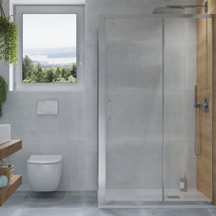 Next - Porte de douche 120 cm en verre transparent avec porte coulissante + Profilés chromés mat (140402.069.322)