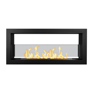 Montefalco 90 - Camino a Bioetanolo da Incasso Bifacciale 90x40x15,2 cm con Bruciatore 1,5lt in Acciaio