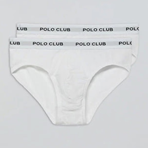 Pack di due slip bianchi con particolare Polo Club