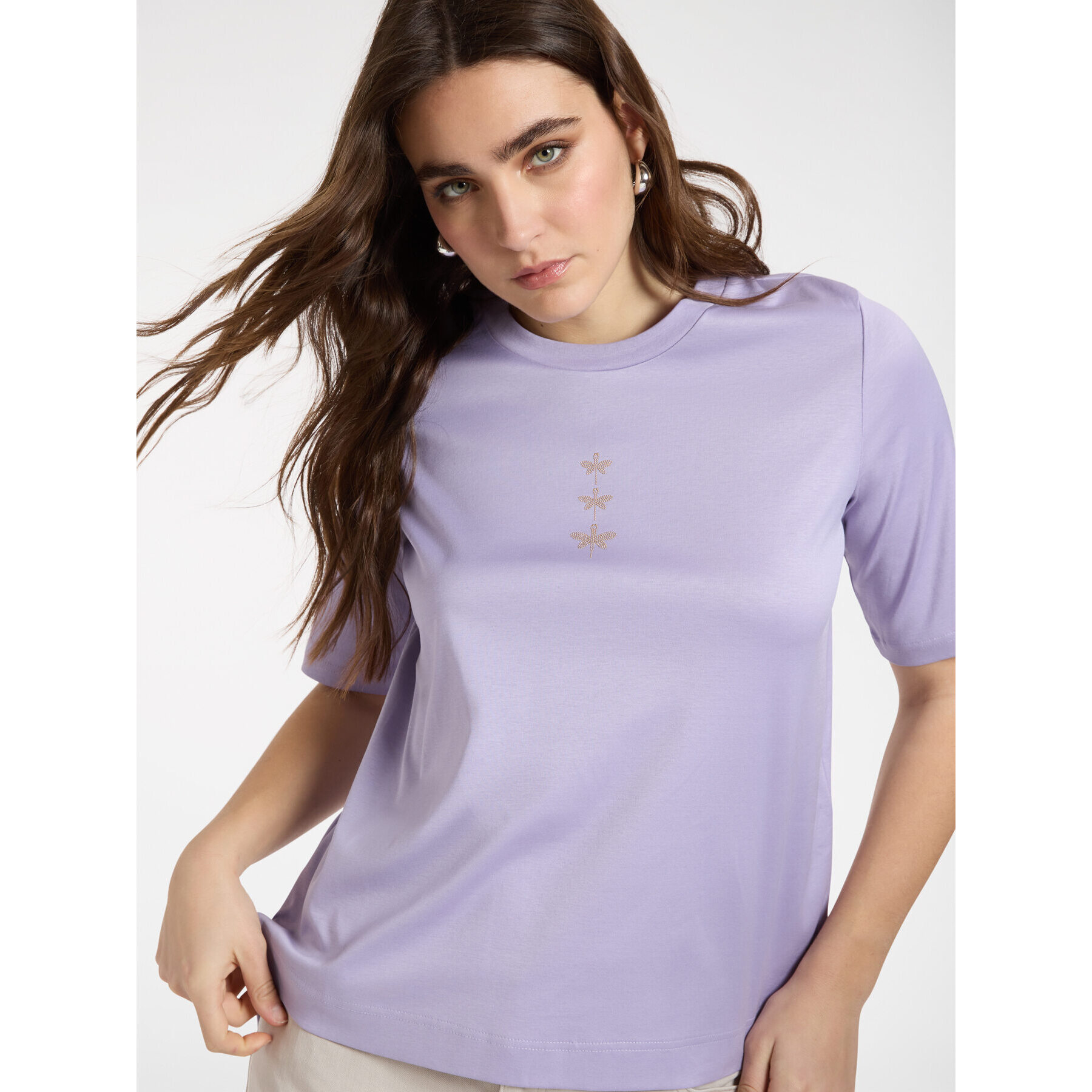 Elena Mirò - T-shirt in cotone con libellule - Viola