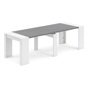 Mesa consola extensible en blanco artik y gris grafito 50-235x90 cm Denis Blanco Artik (Blanco Mate) - Gris Grafito