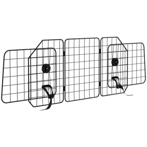 Barrera Protectora de Coche para Perros con Anchura Ajustable Rejilla para Perros de Coche Plegable de Acero 93-150x42 cm Negro