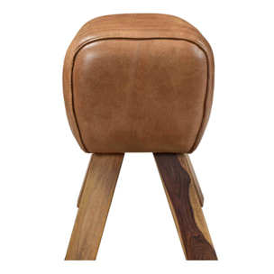 Tabouret Morena en cuir marron