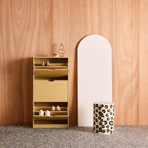 Meuble à chaussures décor bois 3 abattants SHOOZ