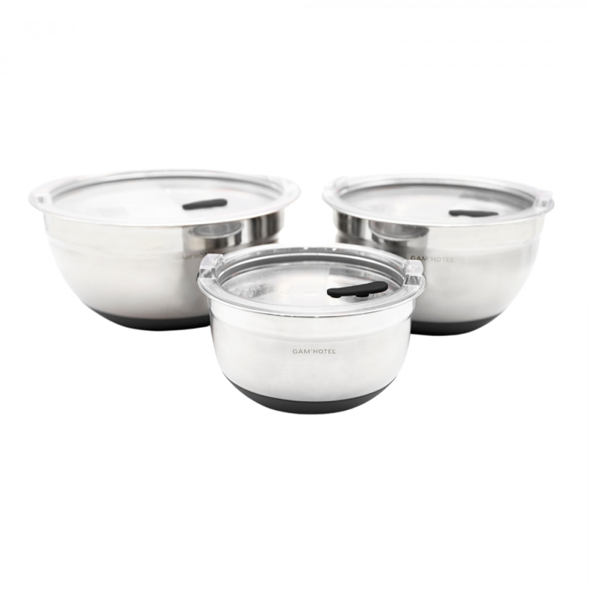 Set de 3 bols inox noir 16 20