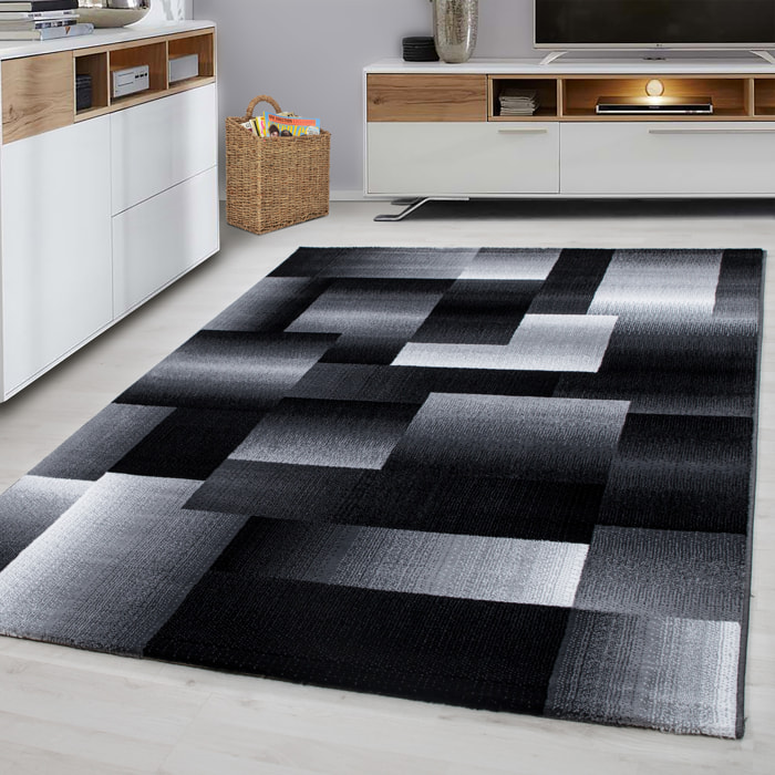 MIAMI - Tapis de salon à motif géométrique noir - MIA6560NOI