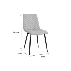 Chaises design en tissu velours taupe et métal noir (lot de 2) PUMPKIN