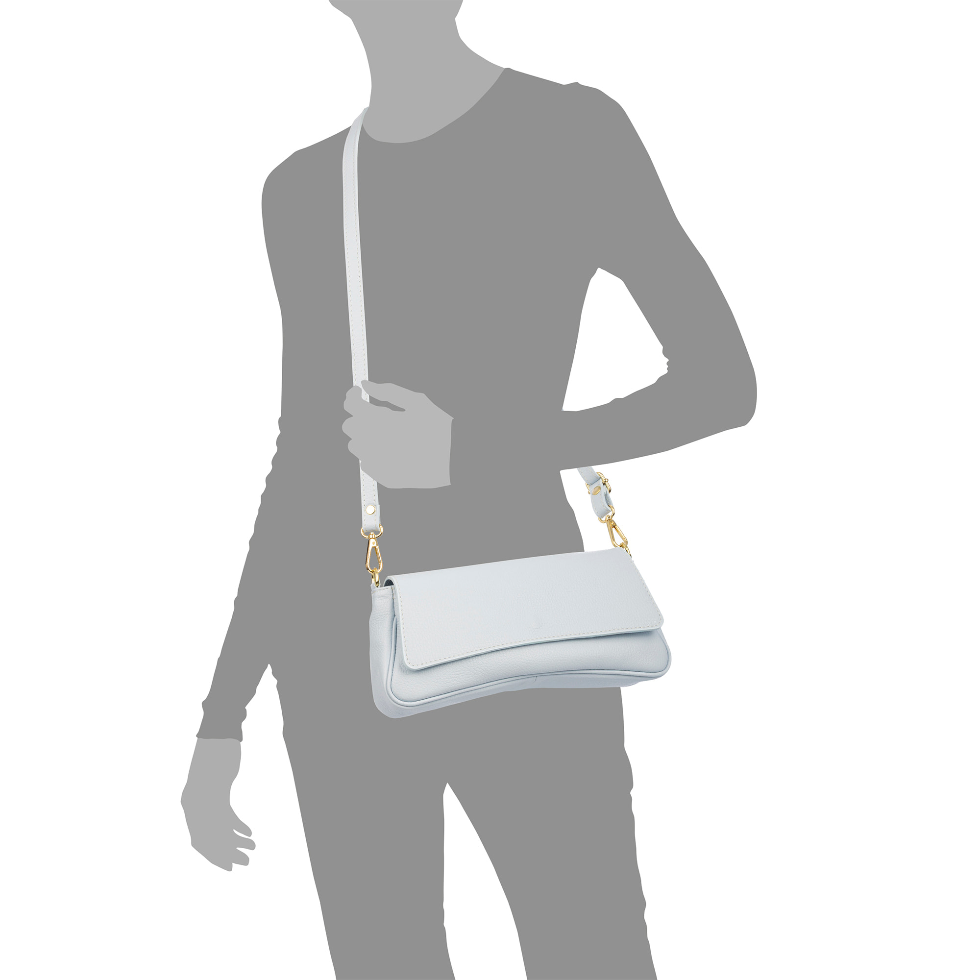 Azzanello bolso baguette bandolera mujer. Piel auténtica Dollaro.