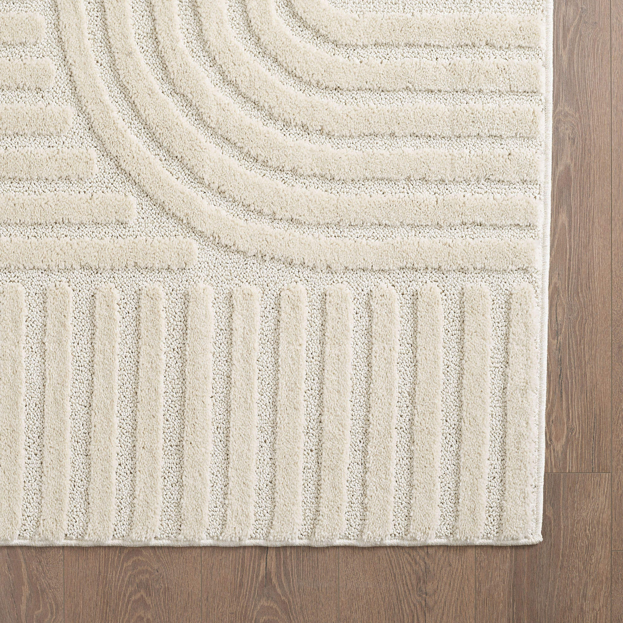 TURIN - Tapis moderne à motif géométrique en relief Creme