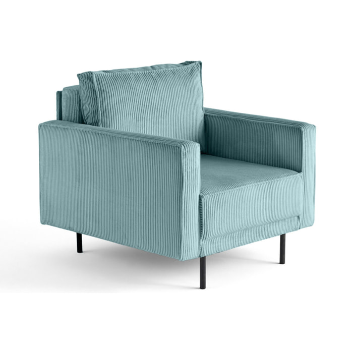 Charlie - fauteuil - pieds hauts - en velours côtelé - Bleu