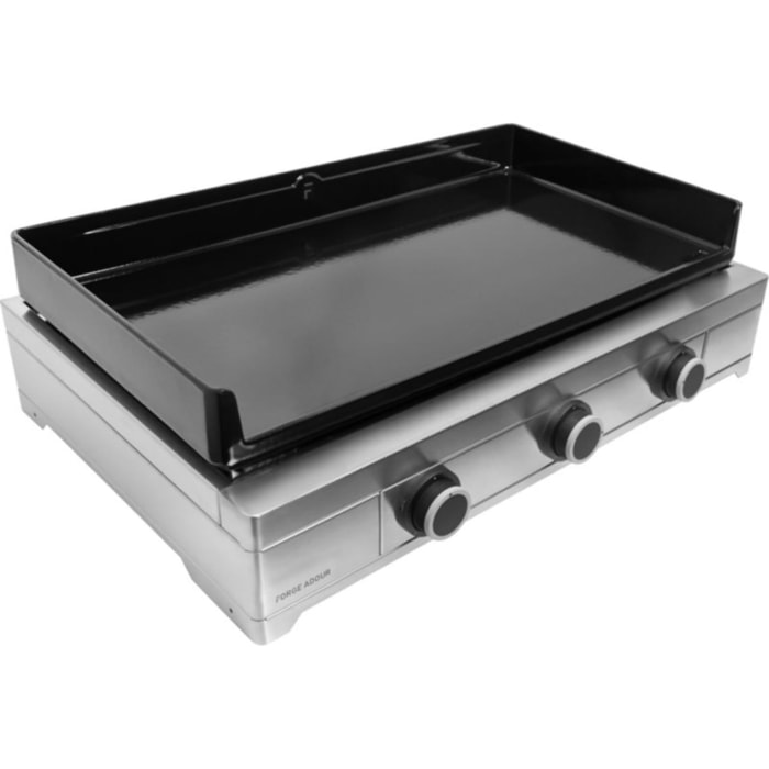 Plancha gaz FORGE ADOUR Modern 75 Inox 3 brûleurs à poser, 74.4x40.2 cm