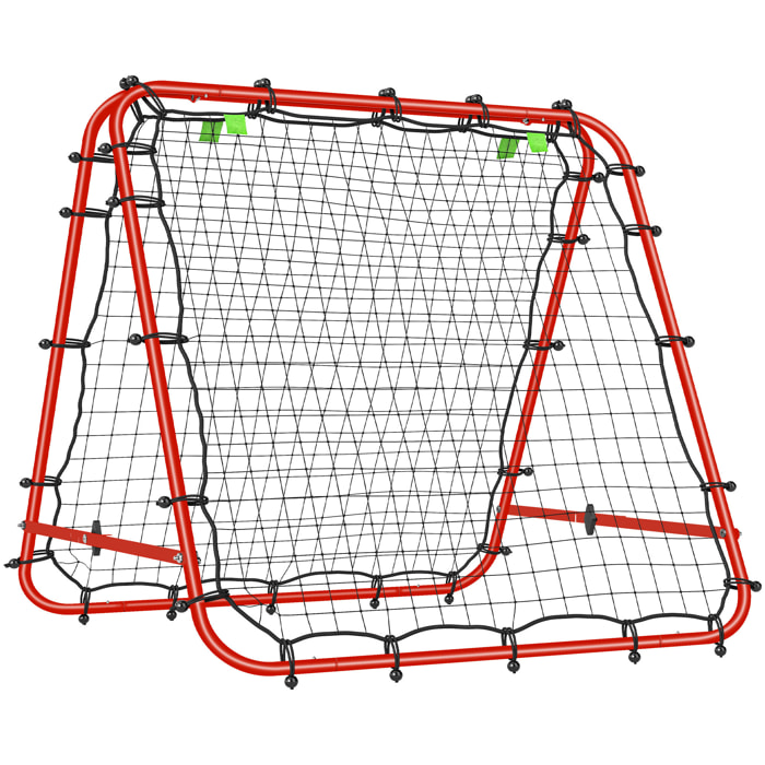 Red de Rebote Plegable de Doble Cara, Reboteador de Fútbol Ángulo Ajustable de 5 Niveles, con Tubo de Acero, Fácil de Instalar, Entrenamiento de Fútbol, Tenis, Béisbol, 100x95x90 cm, Rojo