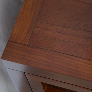 Table de chevet Kenia -bois massif de mindi et placage naturel de mindi-couleur teck 44 x 64 x 40 cm