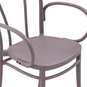 Set di 4 sedie NEWCASTLE in polipropilene tortora con braccioli, impilabili