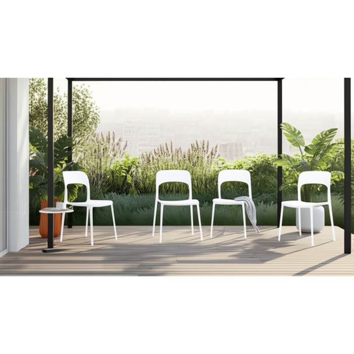 Set 4 Sedie Da Giardino In Polipropilene Impilabili Leggere E Resistenti Ideali Per Esterni Terrazze Giardini Bar Dehors Ristoranti Bianco