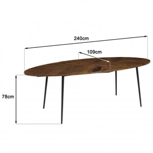 KIARA - Table à manger ovale 240x110cm plateau chevrons