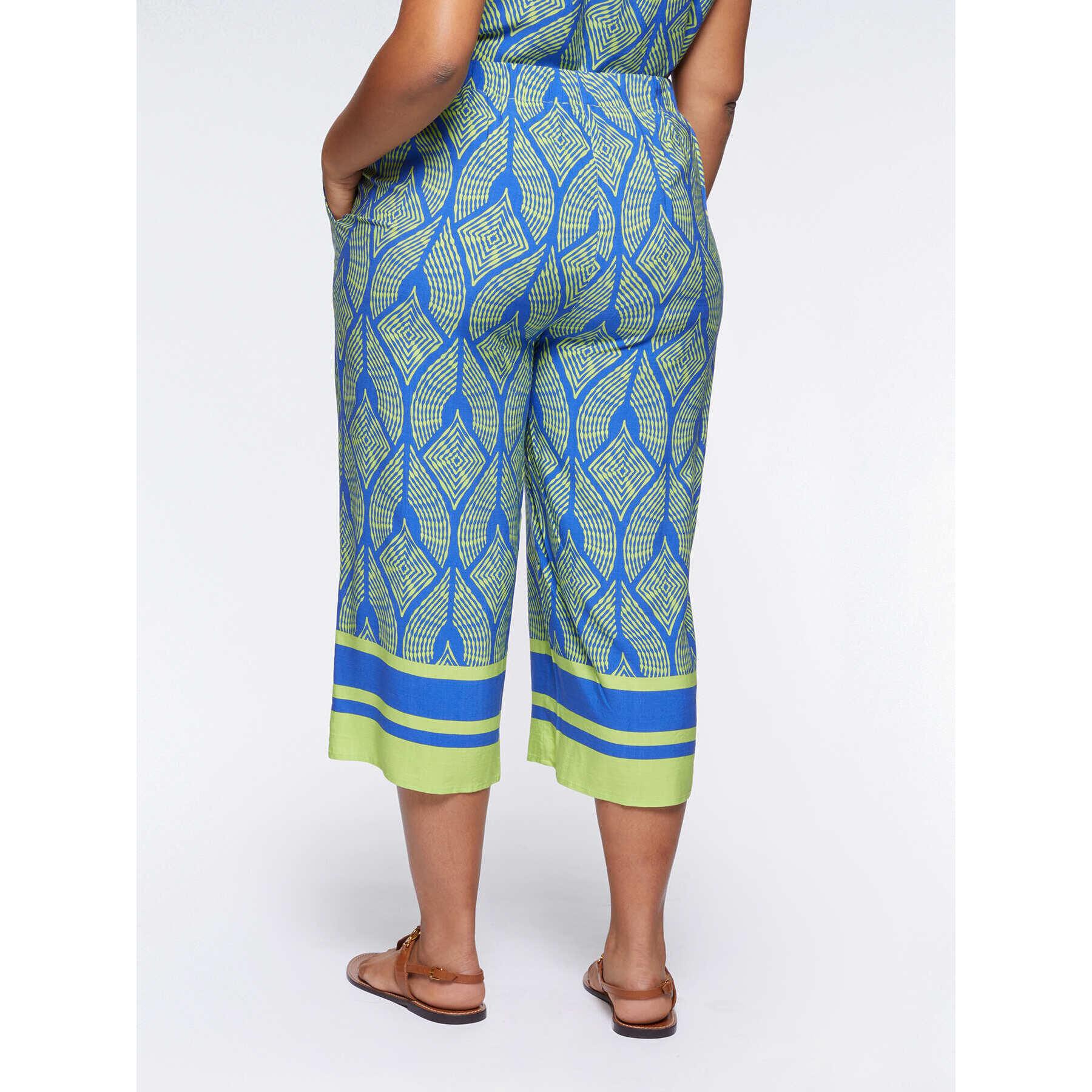 Fiorella Rubino - Pantalones cropped estampados de viscosa ECOVERO™ - Azul aciano