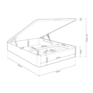 Canapé con zapatero 135x190 cm en artic Luxury Plus 3D Artic