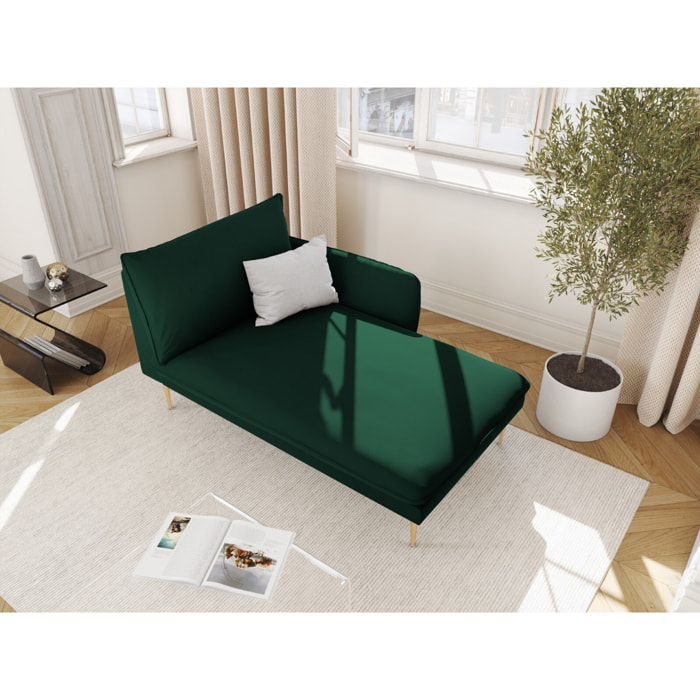 Méridienne droite "Vienna" en velours vert bouteille