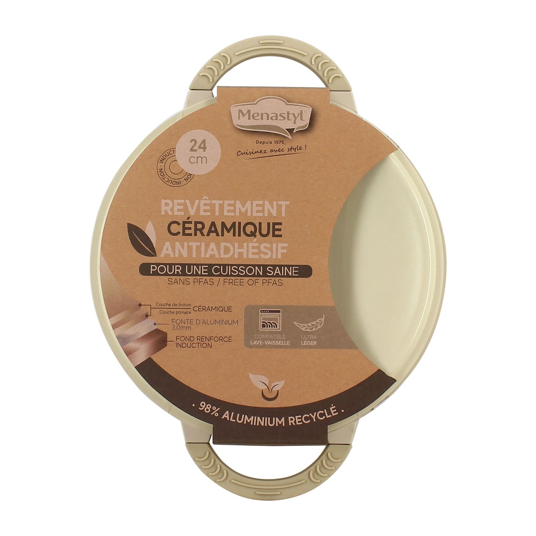 Faitout 24cm en aluminium recyclé crème - tous feux PURE