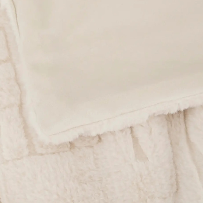 Plaid fausse fourrure jacquard Arka ivoire 230x180cm