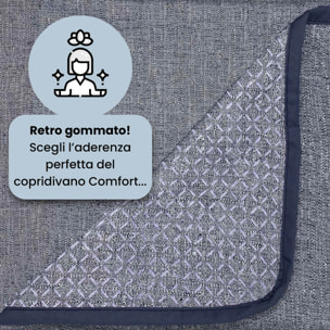 COPRIDIVANO PENISOLA SINISTRA COMFORT, Antiscivolo, Cotone+Microfibra+Fibre Varie, Made in Italy - BLU SCURO