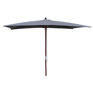 Parasol en bois rectangulaire toile grise PARMA
