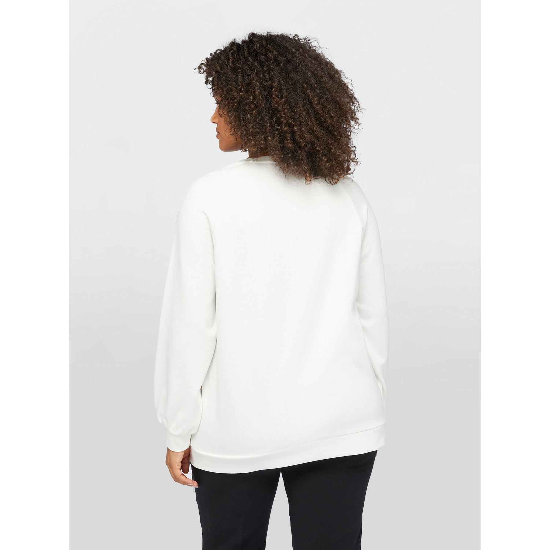 Fiorella Rubino - Sudadera bordada de viscosa LENZING™ ECOVERO™ - Blanco