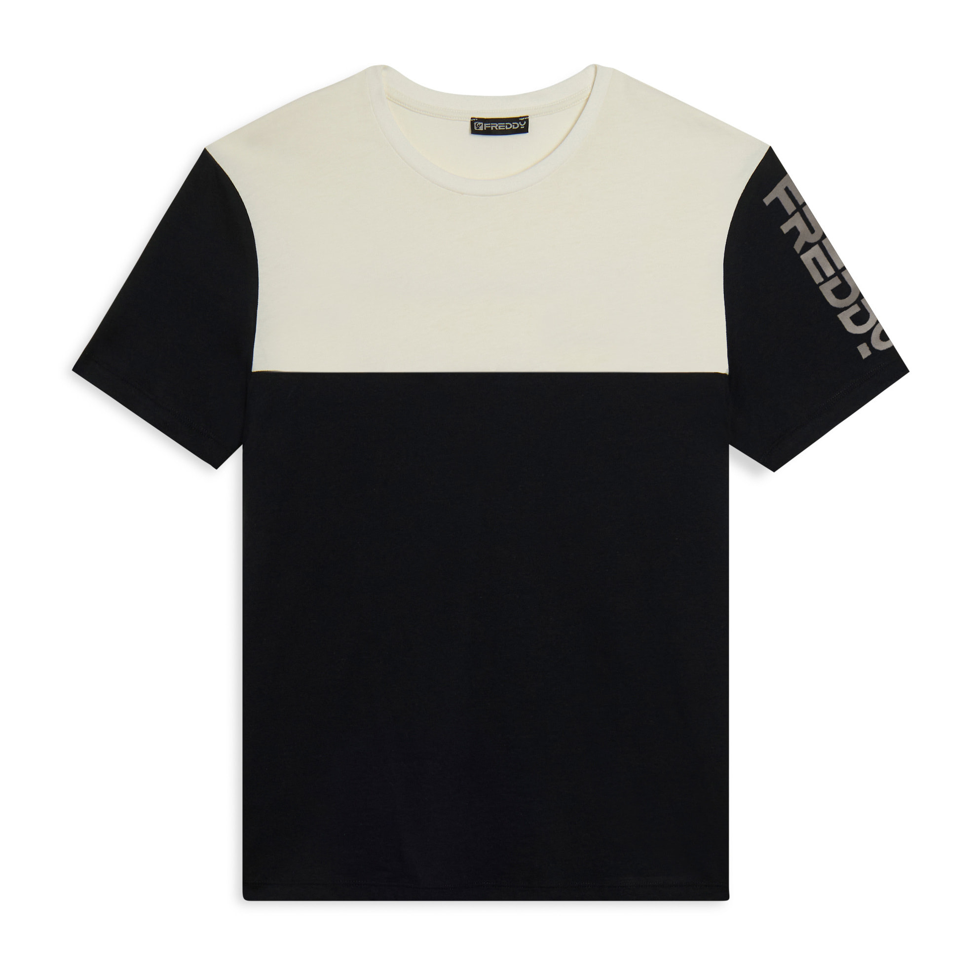 T-shirt colour block con stampa sulla spalla
