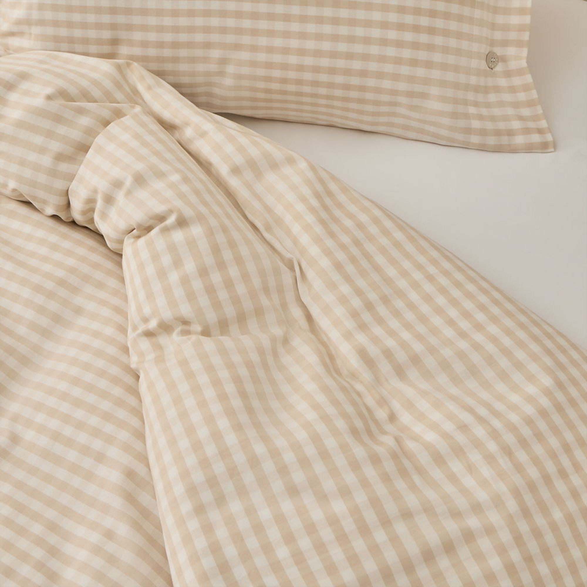 Funda nórdica de algodón satén 200 hilos cuadros vichy Kimcuad color marron beige 100% Algodón