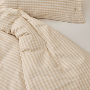 Funda nórdica de algodón satén 200 hilos cuadros vichy Kimcuad color marron beige 100% Algodón