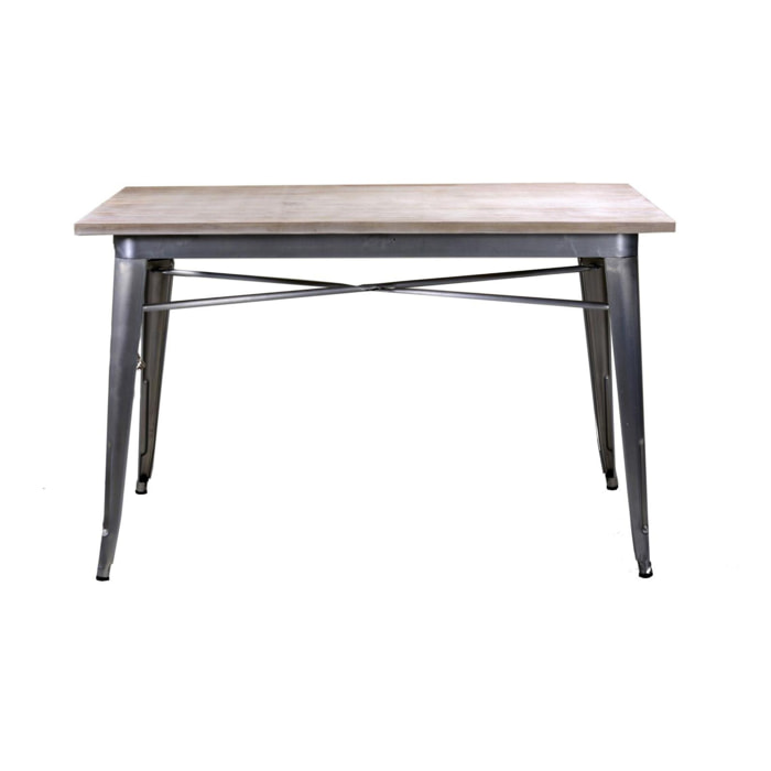 Tavolo in ferro Bristol top in legno galvanizzato cm160x80h76